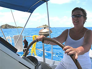 Sue at the helm